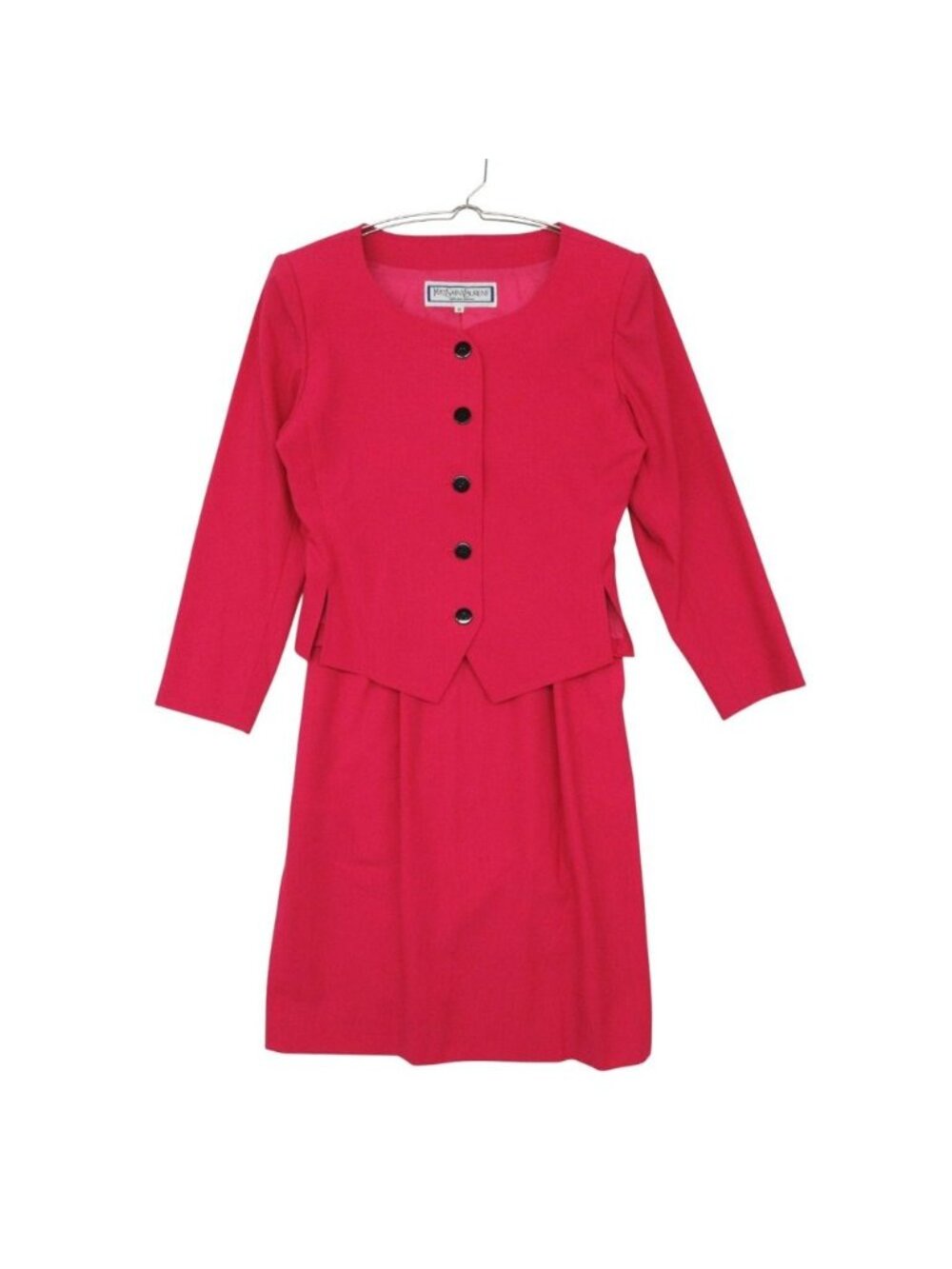 Saint Laurent Set Skirt Suit Color Jacket Vintage Pink